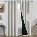 H.VERSAILTEX Farmhouse Boho Curtains for Living Room, 90% Blackout Curtain for Bedroom Energy Efficient, Linen Grommet Curtains 84 Inch Length, Burlap Textured 2 Panels, W52 x L84in, Heather Ivory