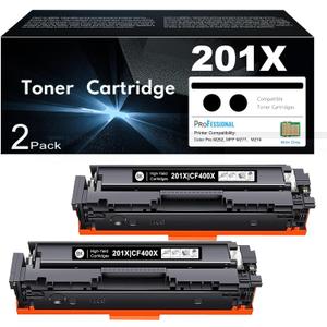 201X Black Toner Cartridges High Yield Replacement for HP 201X Black CF400X 201A CF400A Toner for Color Laserjet Pro MFP M277dw M252dw M277c6 M252n M277n M252 M277 M252 M277 Printer (2 Pack)