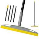 KeFanta Multifunction Magic Air Broom, Silicone Floor Squeegee Broom with 59" Long Handle, Air Brooms for Floor Bathroom Kitchen Shower Tile Pet Hair Fur Marble Glass Water Window Cleaning, Yellow