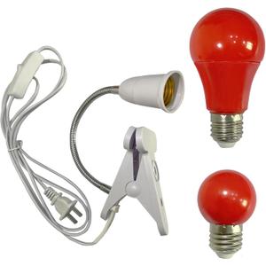 Darkroom Safelight Portable Red Lamp with Clip 360 Degree Desk Light with Switch, E27 LED Screw Light with 180cm Power Cord