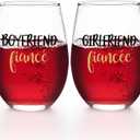 Futtumy Fiance and Fiancee Wine Glass 17Oz, Engagement Gifts for Couples, Engagement Gift, Gifts for Newly Engaged Couples, Engaged Gift for Boyfriend Girlfriend Him Her Bride Bride to Be