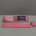 Wireless Keyboard and Mouse Combo - Round Keycaps, Full-Size Retro Typewriter Keyboard with Detachable Wrist Rest, Sleep Mode & Tilt Legs, 2.4GHz Cordless Connection for Mac/Windows/PC (Hot Pink)