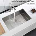 27x17 Undermount Stainless Steel Kitchen Sinks, Dorzom 27x17x9 Inch 16 Gauge Stainless Steel Sink Single Bowl Kitchen Sink Under-mount with Bottom Grid & Rolled Drying Rack