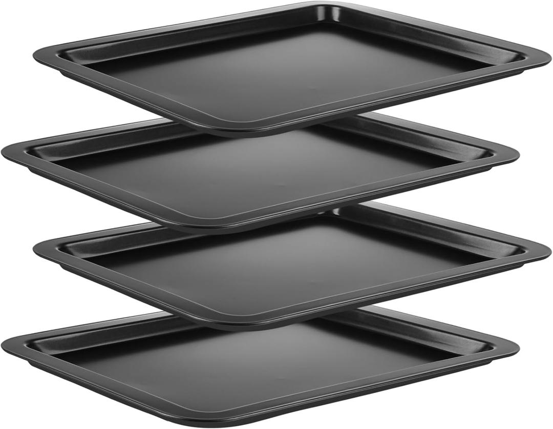 AKOLAFE 4 Pack 1/4 Baking Sheet Pan Big 9x13 Baking Pans Set Non Stick Cookie Sheets for Baking Nonstick Quarter Sheet Pans for Cooking Sheets for Oven Tray Rectangle Cake Pan Metal Steel Bakeware