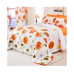 EVENHUG Queen Comforter Set 7 Pieces Reversible Queen Size Comforters for All Season Orange Sunflower Floral Bedding Sets Bed in a Bag with Flat Sheet and Fitted Sheet,Pillowcases & Shams (88"x88")