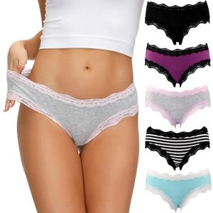 LYYTHAVON Women's Underwear Soft Breathable Cotton Brief Ladies Panties 5-Pack (Medium)