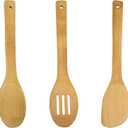 3-Piece Wooden Utensil Set for Cooking - Wooden Spoon, Slotted Spoon & Spatula - Non-Scratch, Heat Resistant Kitchen Tools for Non-Stick Pans, Baking & Stirring