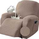 Gennia Waterproof Recliner Chair Cover,Stretch Reclining Sofa Covers with Pockets,Washable Lazy Boy Recliner Slipcovers,Leakproof Couch Protector for Kids, Pets, Dog and Cat (XL-Recliner, Taupe)