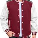 COOFANDY Mens Fashion Varsity Jackets Casual Leather Sleeves College Baseball Bomber Jacket Streetwear Red Varsity Jacket S