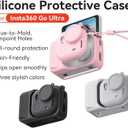 Silicone Protective Cover Case for Insta360 GO Ultra Action Camera Waterproof Silicone Case with Lens Cap & Lanyard for Insta360 GO Ultra Accessories (Pink)