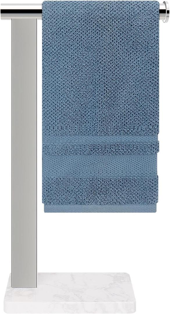 Stainless Steel L-Shaped Hand Towel Holder, SUS304 Bathroom Towel Rack with Thickened Base for Countertop Vanity (Chrome, Square Base)