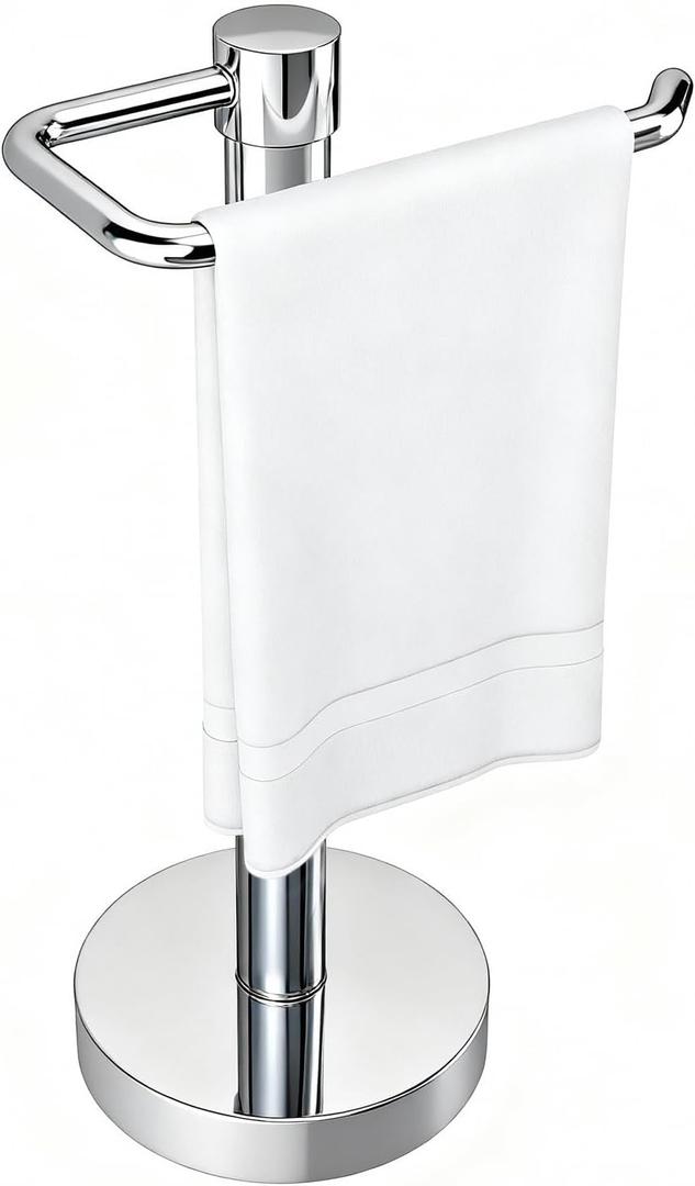 YUMORE Hand Towel Holder Stand Countertop Towel Rack Free Standing Towel Bar Hanger for Bathroom Kitchen (Pro Max, Chrome)