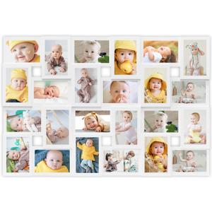 HELLO LAURA 4x6 Picture Frame Collage Wall Decor 24 Opening Photos Collage Frame for Wall Picture Frame 6" x 4" Photo Sockets x 24 - White
