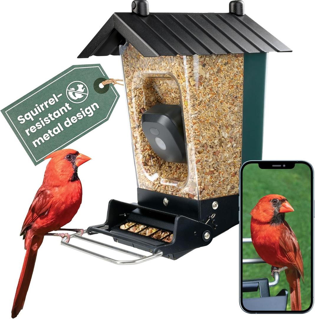 Perky-Pet Smart Bird Feeder with Camera - Squirrel-Resistant, 3.5 lb Capacity, Motion Activated 1080p HD, Wi Fi, SPCAM - Camera Feeder Gift Idea
