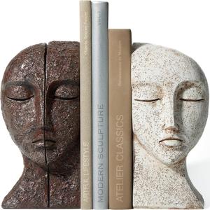 Heavy Duty Book Ends for Shelves - Book Ends for Heavy Books, Book Stopper for Shelves, Bookends for Shelves, Book Ends Unique, Bookends Decorative, Aesthetic Bookshelf Decor, The Tranquil Faces