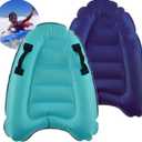 Inflatable Surf Body Board with Handles, Lightweight Swimming Floating Surfboard Aid Mat Learn to Swim, Beach Safety Theme Surfing Swimming Summer Water Fun Toy for Both Kids and Adult (Blue)