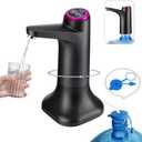 HiPiCok 5 Gallon Water Pump, Water Dispenser for 5 Gallon Bottle, USB-C Rechargeable Water Jug Dispenser, Portable Automatic Water Pump for Home, Black
