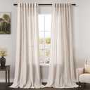 Tan Beige Linen Curtains 94 inch Length for Living Room 2 Panel Set Burlap Textured Semi Sheer Drapes Rustic Country Window Treatment Farmhouse Drop Cloth Curtain 94 inches Long for Dinning Room