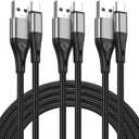 USB to USB C Cable,3Pack 10ft Premium Nylon Braided Fast Charging,3A Rapid Charger Cord,Long Type C to A Cable Compatible with Samsung Galaxy S22 S21 S20 S10 S9 S8 Plus,Note 20 10 9 8,LG V50 V40