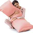 Body Pillowcase 20x54, Cooling Pillow Cover for Hair and Skin, Silky Smooth with Envelope Closure, Similar to Silk, Coral