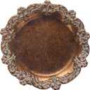Vintage Tray Small Antique Trinket Dish, Round, Ring Holder with Twisted Flower Surrounding, Cosmetics Makeup Storage Organizer, Gift, Aesthetic Room Decor (Bronze-Flower)