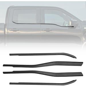 Outer Door Window Molding Trims fit for Ford F150 Supercrew 2021-2025,Door Window Bottom Sill Weatherstrip Covers,Seal Belt Weather Stripping Decor,3MM Adhesiver,4PCS Matte Carbon Fiber Look