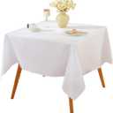 Craft And Party Square Tablecloth, 60 x 60 Inch White Tablecloth, Polyester Fabric Washable Table Cloth for Home, Party, Wedding or Restaurant Use (60" x 60" Square)