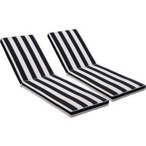 Only choice 2 Pcs Set Outdoor Lounge Chair Cushions Patio Chaise Lounge Replacement Cushions Furniture Seat Cushions(Black+White Stripes-2 pcs) 74.4"x 22.05"x 2.76"