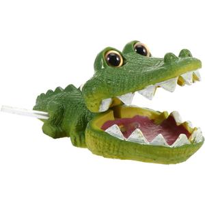 POPETPOP Simulated Crocodile Aquarium Ornament 5.51 Inch Resin Alligator Fish Tank Decor Safe Durable Bubbling Aquatic Decoration for Freshwater Saltwater Tanks