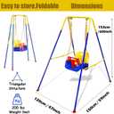 3 in 1 Toddler Swing with Frame, Outdoor Indoor, Baby Swing with Safety Belt for Indoor and Outdoor Use, Foldable Metal Stand & Clear Instructions, Easy to Assemble