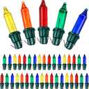 Mudder 60Count 2.5V Christmas 50/100/150/200 Count Mini Incandescent Wire String Lights Replacement Bulbs Indoor/Outdoor Christmas Lights Decor for Home Xmas Tree (Green Base with Colorful Bulb)