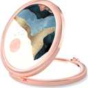2 x Nipichsha Compact Mirror, Pocket Travel Makeup Mirror, 2 - Sided 2X / 1X Magnification, Small Folding Portable Handheld, 2.75 in Rose Gold, Watercolor Sunrise