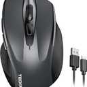 TECKNET Wireless Mouse Rechargeable, 2.4G USB-A Silent Mouse, Quiet Click, 6 Adjustable 4800 DPI, Cordless Computer Mouse, Ergonomic Mouse for Laptop, 6 Buttons Mouse for Chromebook, Ergo Grip (Grey)