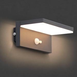 Lustrlach Solar Motion Sensor Wall Lights Outdoor Waterproof LED Solar Wall Sconce Black Dusk to Dawn Modern Porch Wall Mount Lamp for Garage House Patio