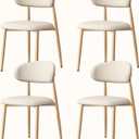 Upholstered Dining Chairs Set of 4 Mid-Century Modern Kitchen & Dining Room Chairs with Linen Seat and Backrest Ergonomic Sillas de Comedor(Original/Beige)