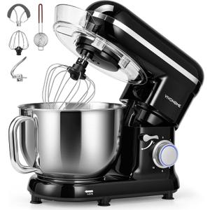 VIVOHOME Stand Mixer, 6-Quart Tilt-Head Kitchen Mixer with Bowl, Black