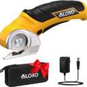 VLOXO Cordless Cardboard Cutter, Electric Scissors for Cardboard with Safety Lock, Power Rotary Scissors Multi-Cutting Tools, Rechargeable Box Cutter Electric for Carpet Leather (Yellow)