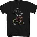 Disney Mickey Mouse Line Pop Men's Adult Graphic Tee T-Shirt (Black, XL)