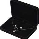 LETURE Large Velvet Jewelry Set Box, Big Ring Earring Pendant Gift Box, Pearl/Chunky Necklace Jewelry Storage Case (Black)