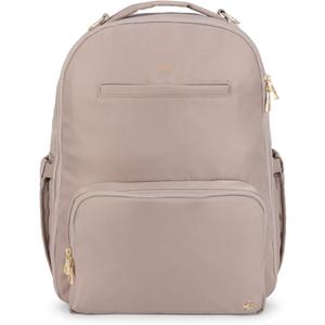 JuJuBe New Classic Diaper Bag Backpack with Portable Changing Pad, Stroller Straps, Large Travel Backpack for Boy or Girl, Carrying Baby Bottles, Wipes, Diapers, Pacifiers, Taupe, Mother's Day Gift