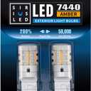 SIR IUS LED RLS 7440 7440A Built in Resistor Anti Hyper flashing LED Bulb Turn Signal Light Amber Orange Color Full Aluminum Body Single Filament Error Free Pack of 2