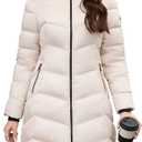 PAPILLON D'OR WEAR YOUR WINGS Women's Long Puffer Coat with Detachable Faux Fur Collar Hood Pockets Winter Jacket, Pink Beige XXL