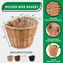 ProSource Wicker Bike Basket Front Cargo for Women and Men, Fits Most Bicycles, Beach Cruisers, Stationary Equipment, and Ebikes, Light Brown, 13"l X 10"w X 10"h