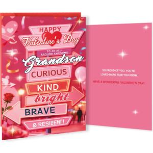 2 x YiKaLus Unique Grandson Valentine's Card,Valentines Day Card Gift for Grandson from Grandma Grandpa