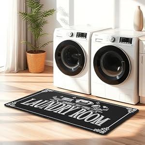 Laundry Room Rug Runner, 20'' x 50'' Non-Slip Quick Drying Comfort Floor Mat for Home Washer and Dryer, Kitchen, Bathroom Entryway