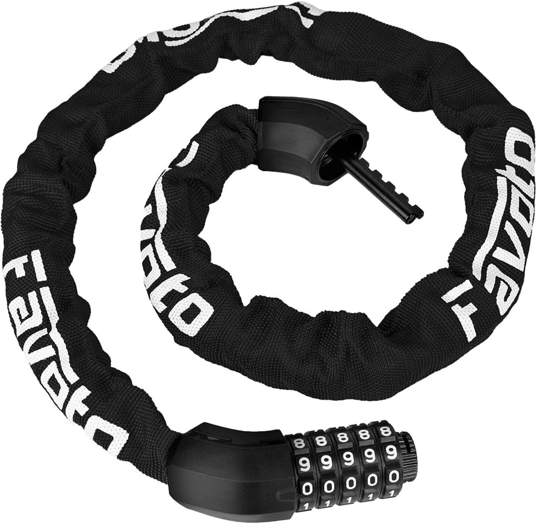 Favoto Bike Chain Lock, 5 Digit Combination Anti-Theft Bicycle Lock, 3.3 feet Long, Ideal for Outdoor Motorcycle E-bike Bikes Gate Fence Ladder Lawn Mower