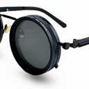 Adjustable Shades Glasses Tint Rounded Polarized Uv400 Lenses Nd Filter Sunglasses 1-9 Gears Beach Eyewear Unisex (Medium/Thick Temples/Black)