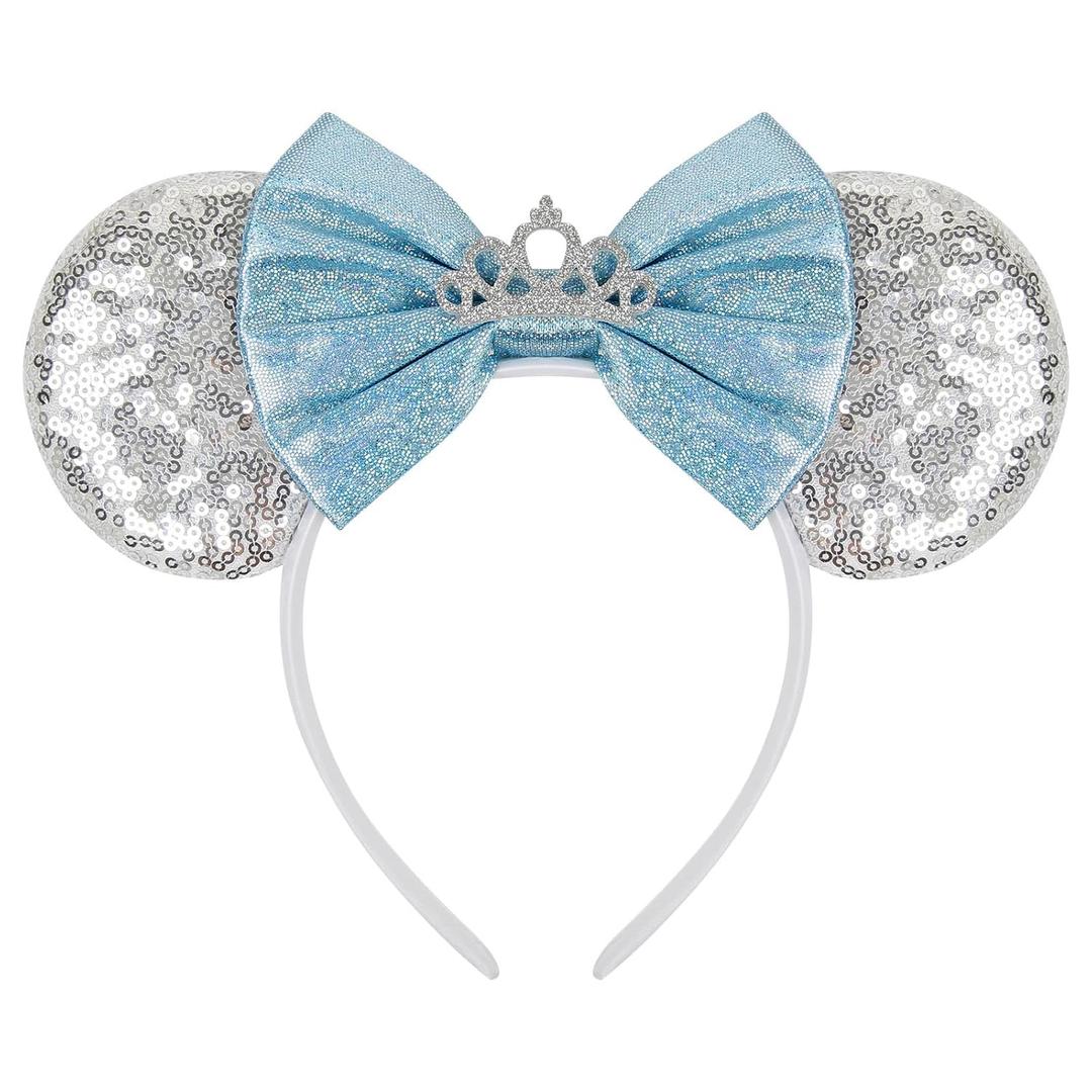 Mouse Ears Headbands for Women Blue Bow Mouse ear Headband Sequin Hairbands Birthdays Party Hair Accessories
