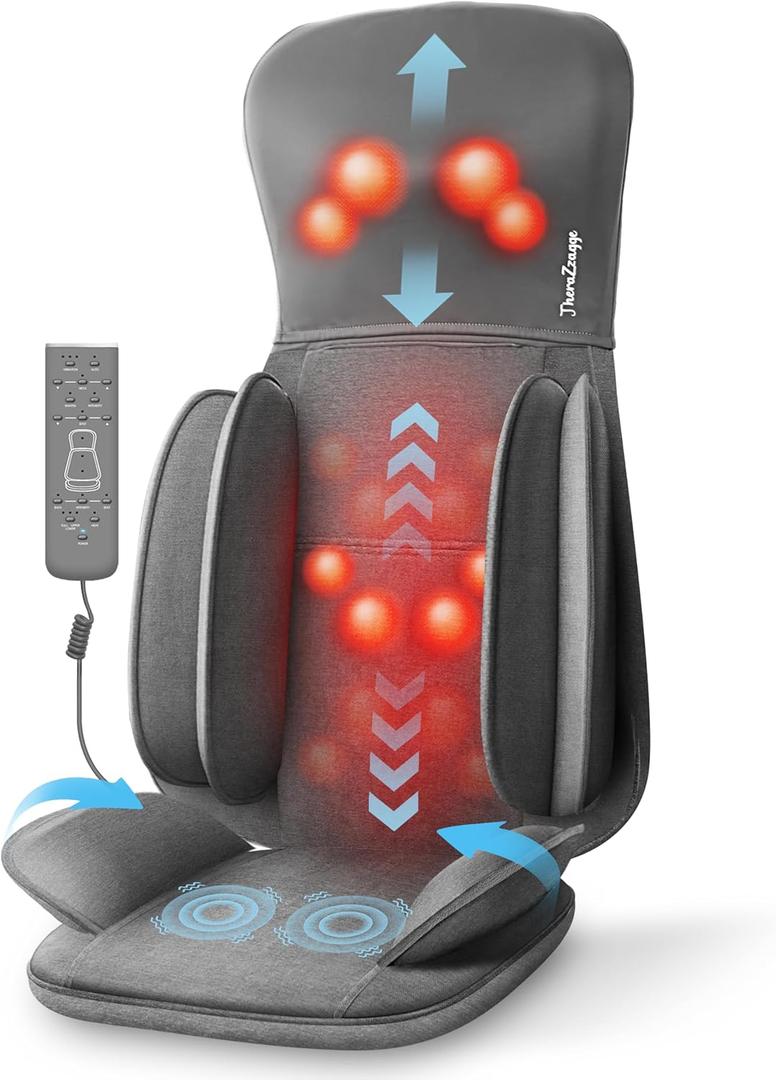 Shiatsu Neck Back Massager with Heat, Massage Chair Full Body with Compression, Chair Massage Pad with Vibration, Seat Massager for Home, Office Use, Gifts for Men, Women