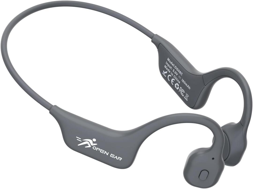 SANOTO Bone Conduction Headphones Bluetooth Open Ear Headphones with Mic, Lightweight Bone Conduction Earbuds IPX5 Waterproof Sport Wireless Earphones for Running Cycling Workout (Grey)